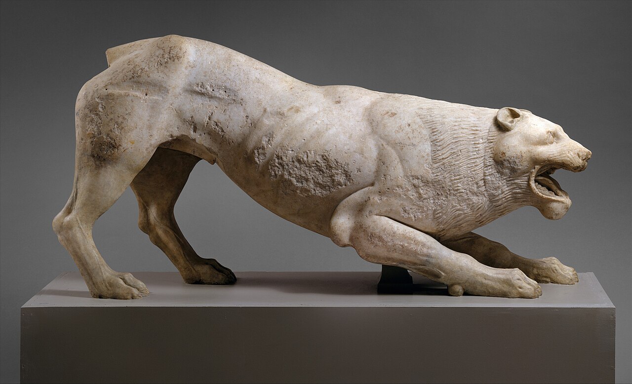 Ancient marble statue of a lion